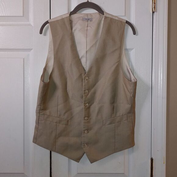 jf j.ferrar slim fit Oatmeal blazer suit tux vest Sz M - Picture 1 of 5